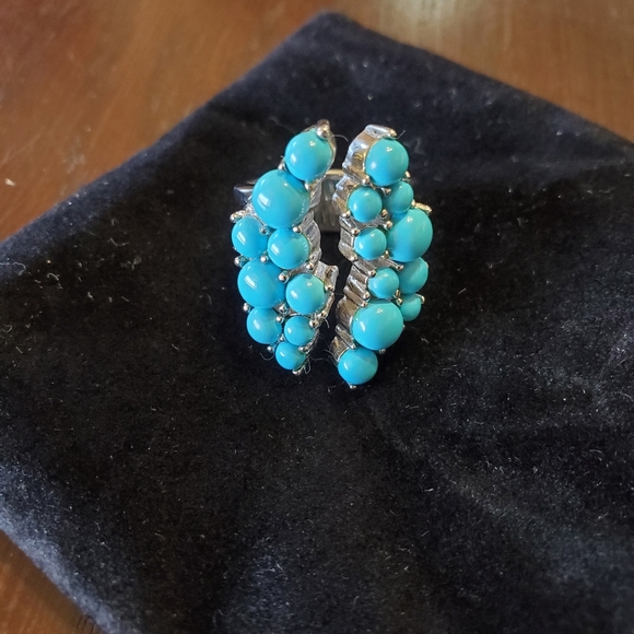 Sonoran Silver & Turquoise Open Band Cluster Ring - Picture 4 of 5